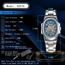 LONGLUX Men automatic mechanical watch luxury watches waterproof skeleton business cheap wholesale stainless steel gift watch
